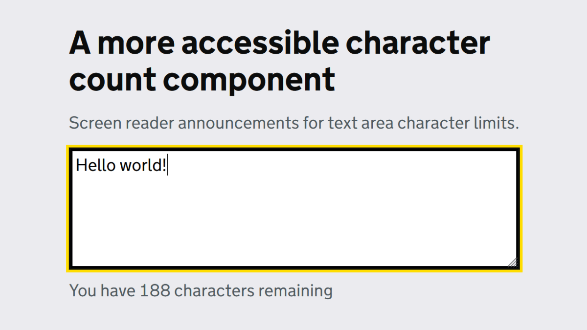 Making a character count component more accessible – David Cox ...